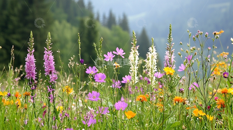 高清大图下载【趣麦麦图】山间野花盛开美景