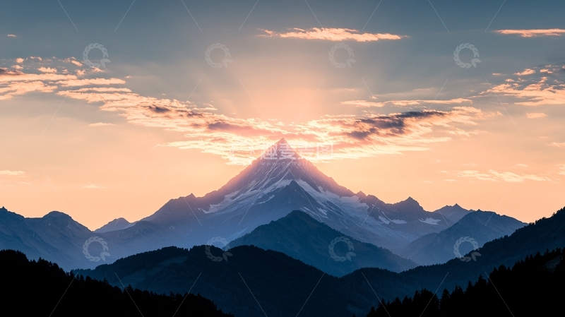 高清大图下载【趣麦麦图】日出雪山自然风光