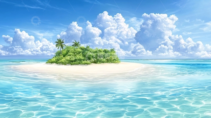 高清大图下载【趣麦麦图】热带孤岛沙滩风景图