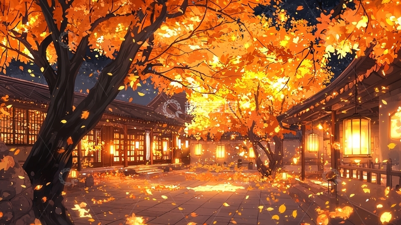 高清大图下载【趣麦麦图】秋夜古街灯火辉煌