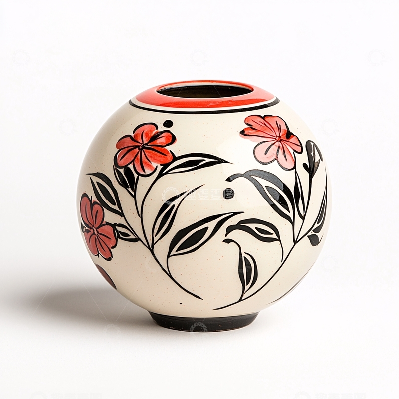 高清大图下载【趣麦麦图】手绘花卉陶瓷罐