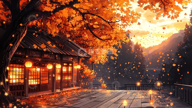 高清大图下载【趣麦麦图】秋日暖阳下的传统小屋