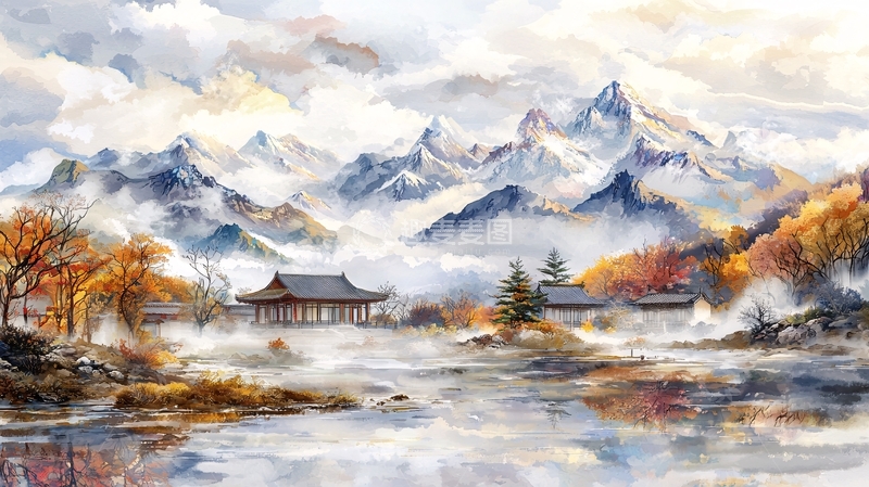 高清大图下载【趣麦麦图】秋日山水画廊