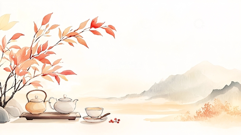 高清大图下载【趣麦麦图】秋日茶香山水图