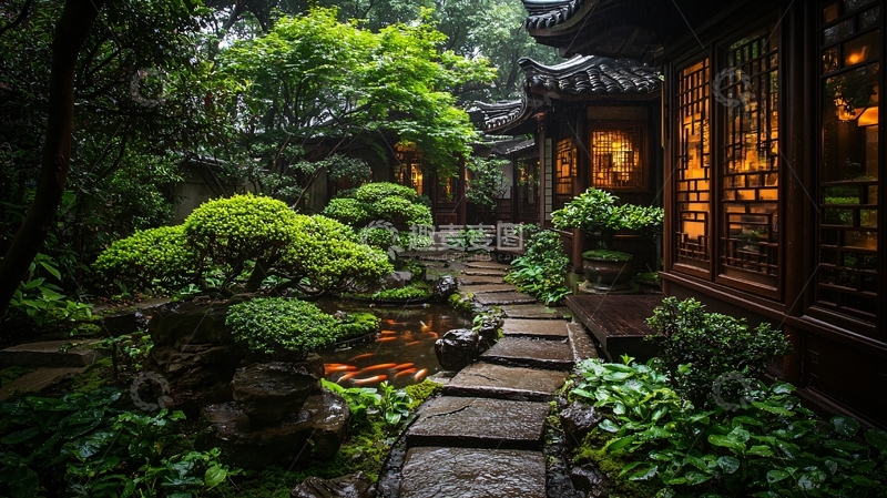 高清大图下载【趣麦麦图】中式庭院景观设计素材