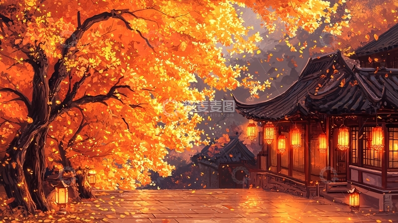 高清大图下载【趣麦麦图】秋日古街灯火阑珊