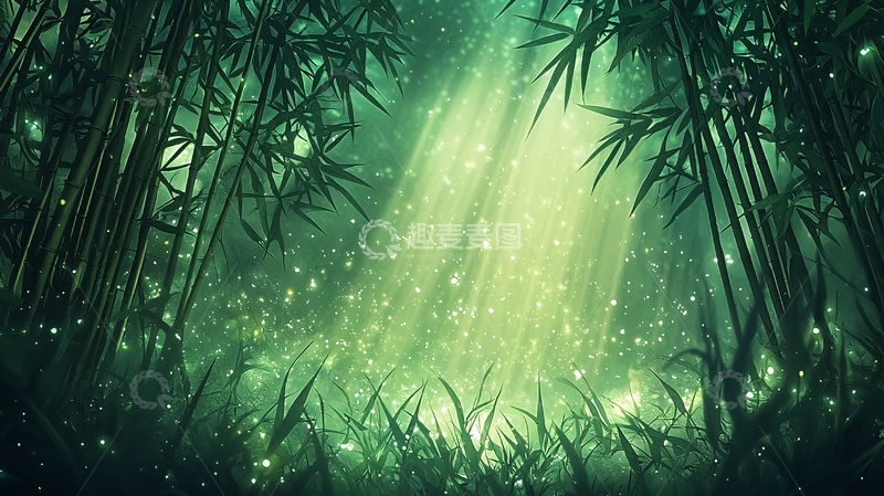 高清大图下载【趣麦麦图】竹林中的光束