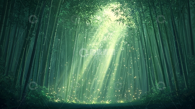高清大图下载【趣麦麦图】竹林中的光束