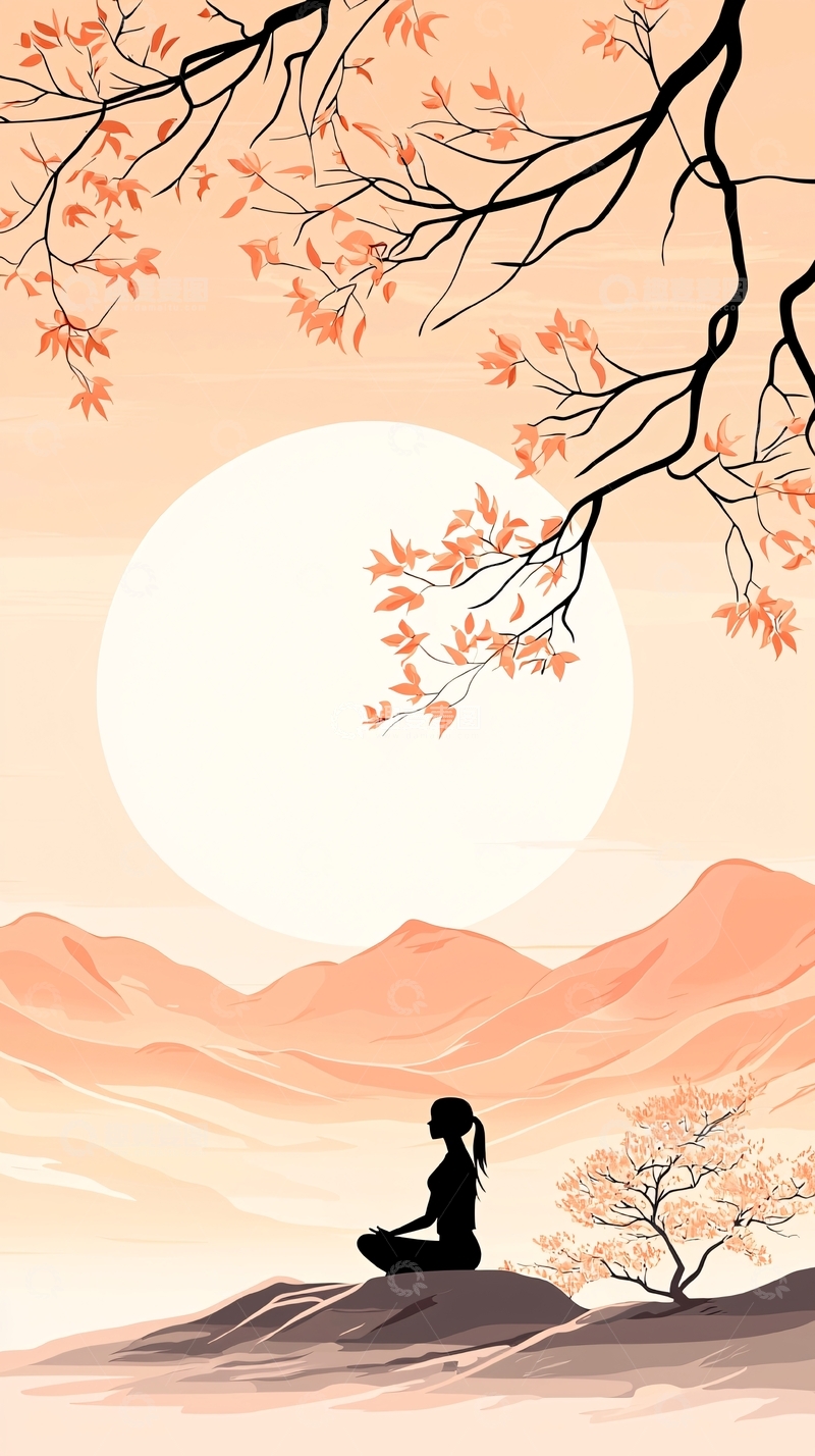 高清大图下载【趣麦麦图】秋日静谧冥想场景