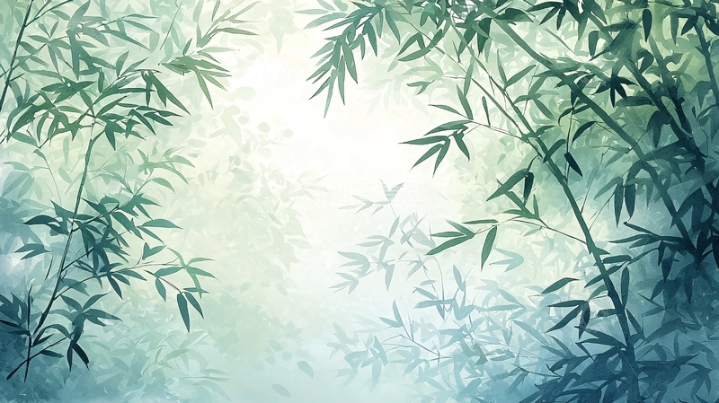 高清大图下载【趣麦麦图】竹林雾气清新背景图
