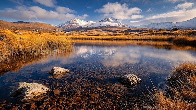 高清大图下载【趣麦麦图】秋日山间静谧湖景