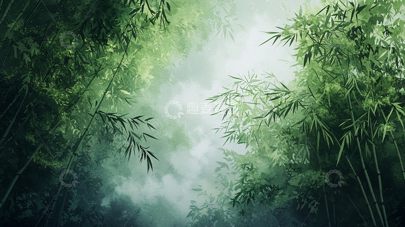 高清大图下载【趣麦麦图】竹林雾气清新自然风景