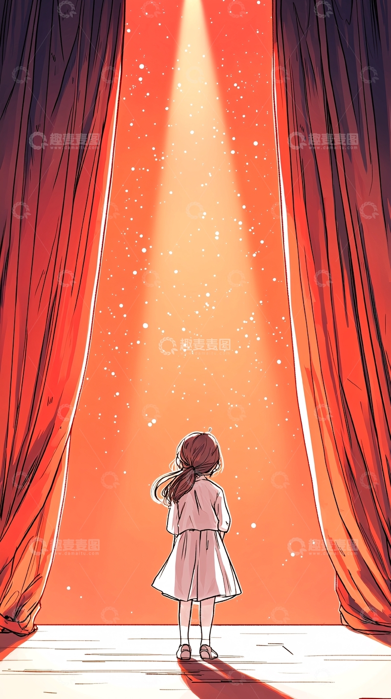 高清大图下载【趣麦麦图】舞台上的小女孩