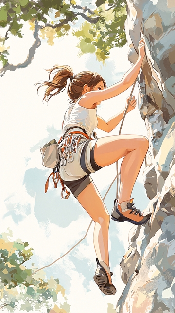 攀岩女孩户外冒险