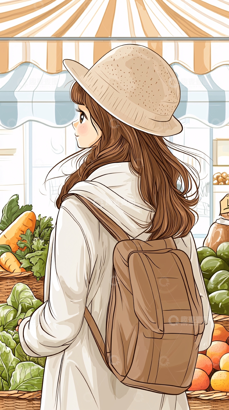 市场上的背影女孩