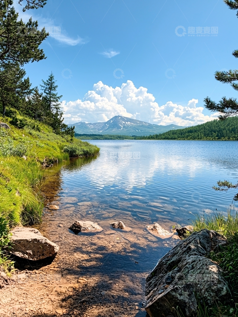 高清大图下载【趣麦麦图】湖边山景自然风光