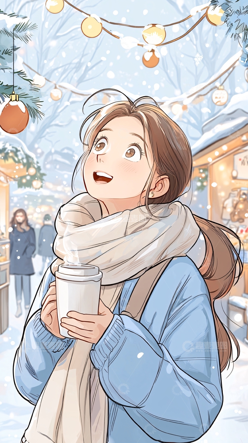 高清大图下载【趣麦麦图】冬日雪景中的温暖时光