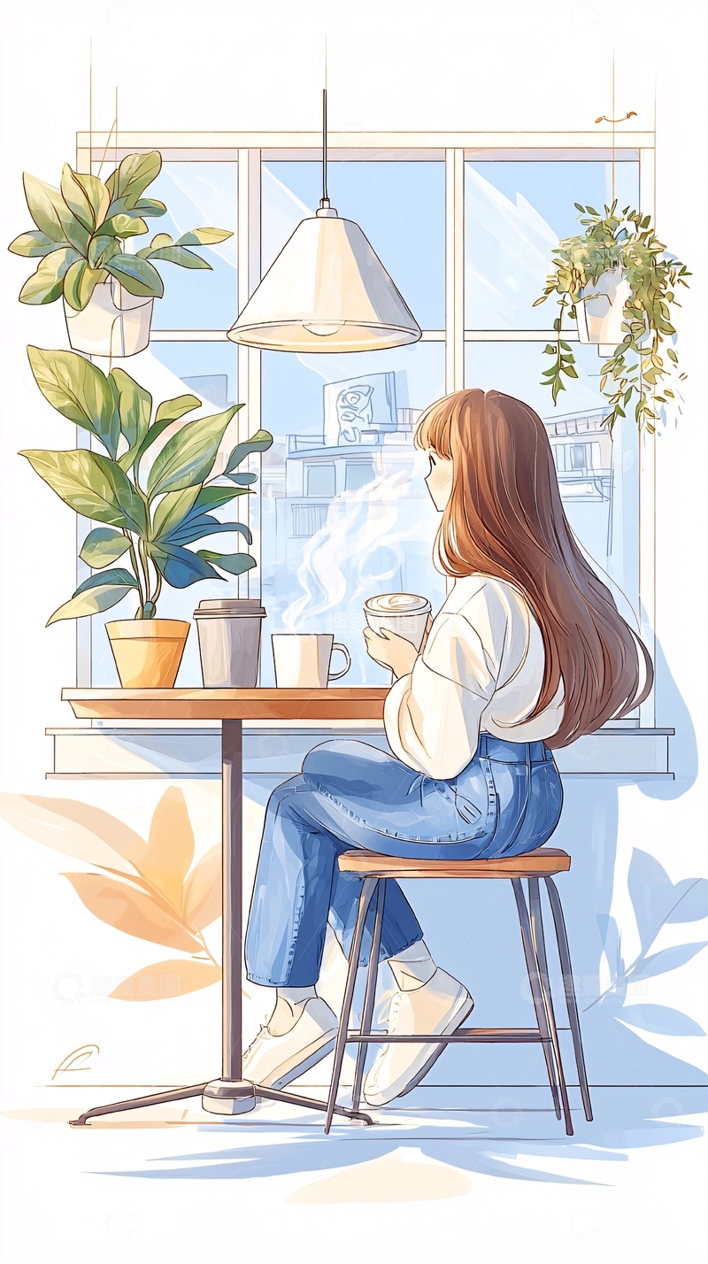 高清大图下载【趣麦麦图】咖啡馆里的午后时光
