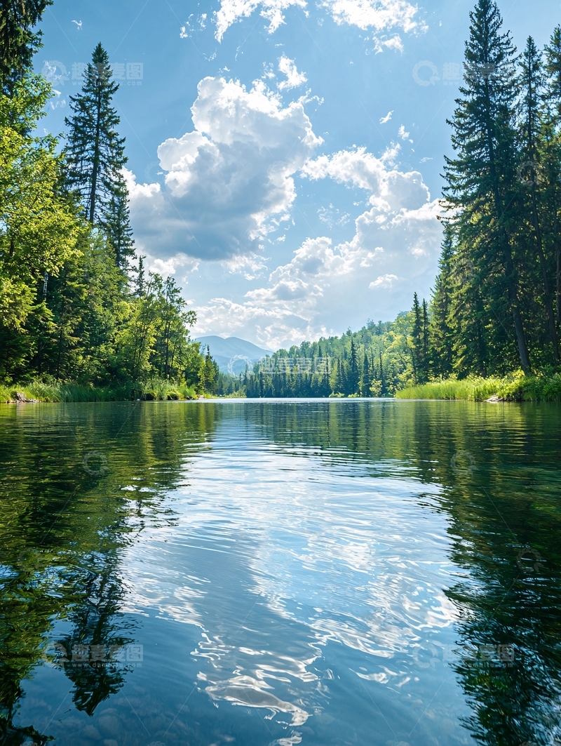 高清大图下载【趣麦麦图】宁静森林中的清澈湖泊