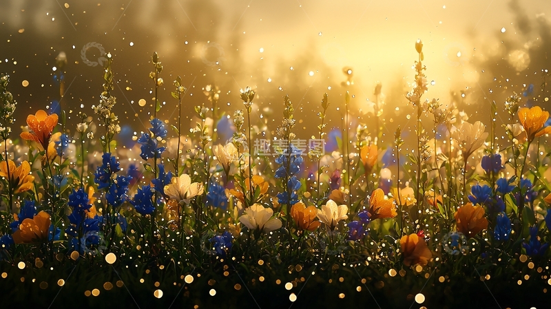 高清大图下载【趣麦麦图】晨光中的花海
