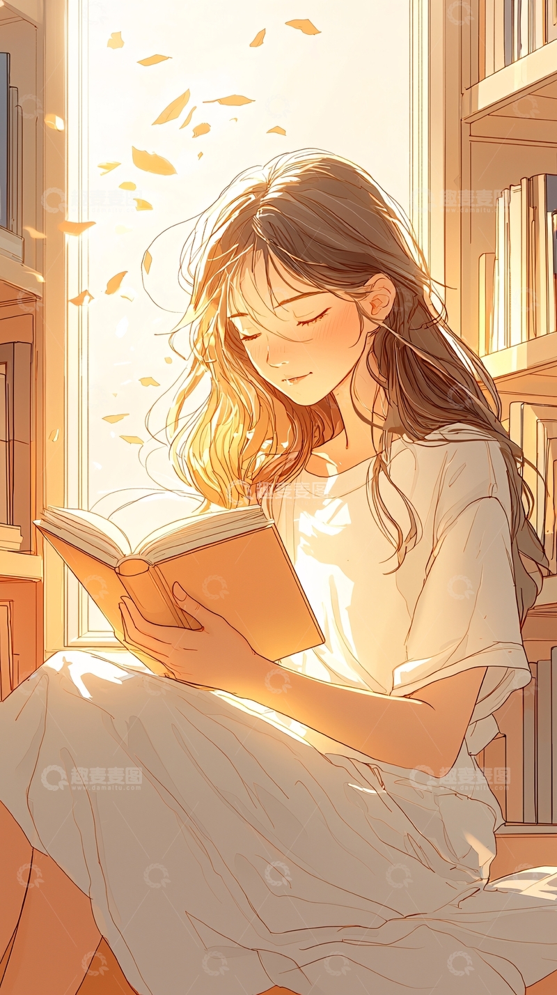 高清大图下载【趣麦麦图】秋日阳光下的阅读时光