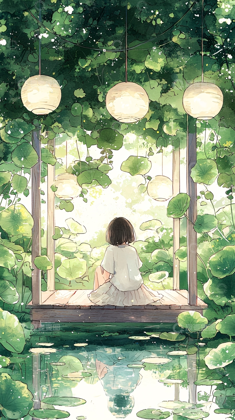 高清大图下载【趣麦麦图】夏日荷塘下的宁静时光