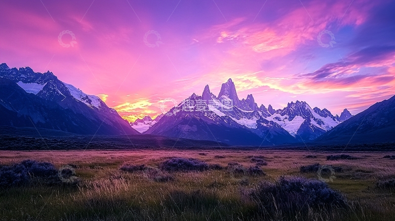 高清大图下载【趣麦麦图】日落雪山美景