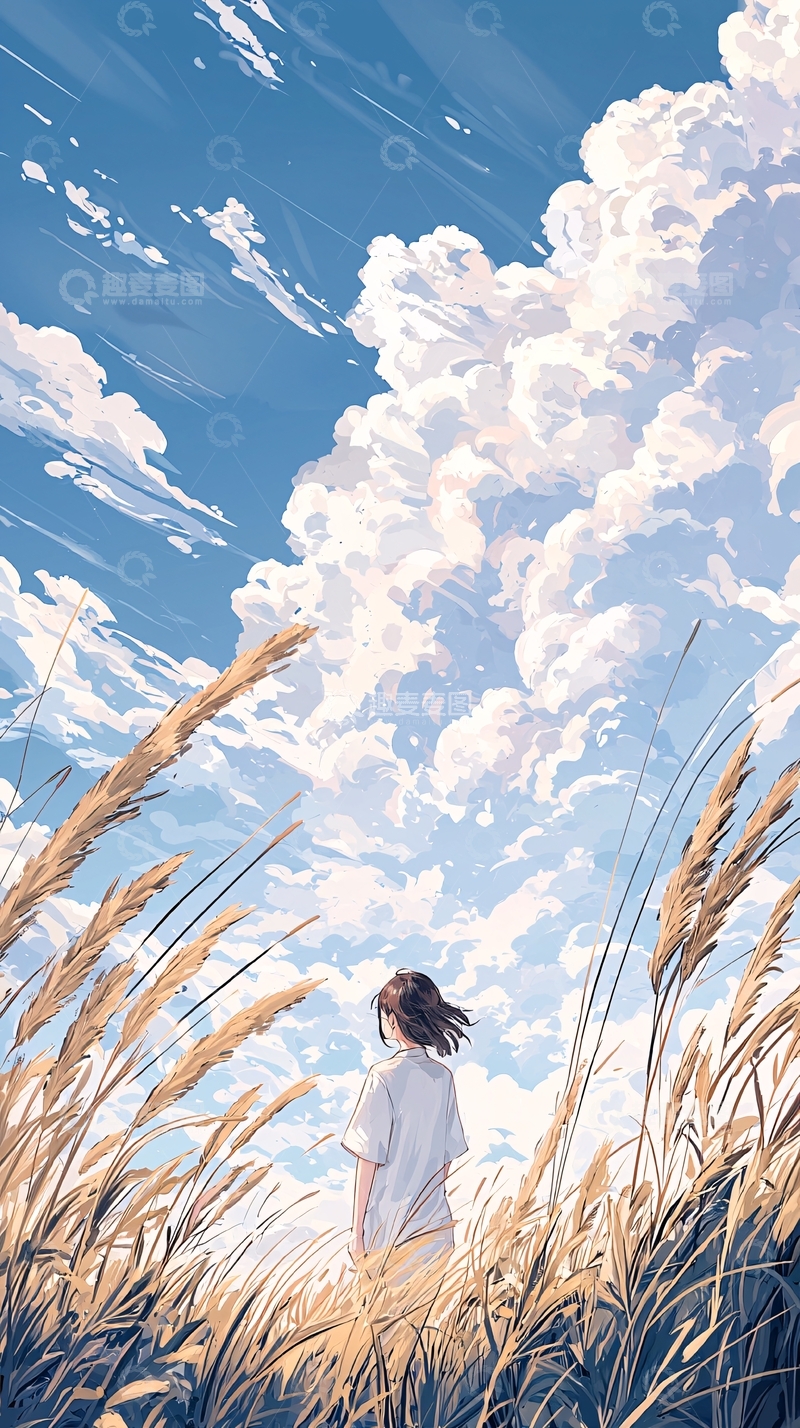 高清大图下载【趣麦麦图】田野上的背影