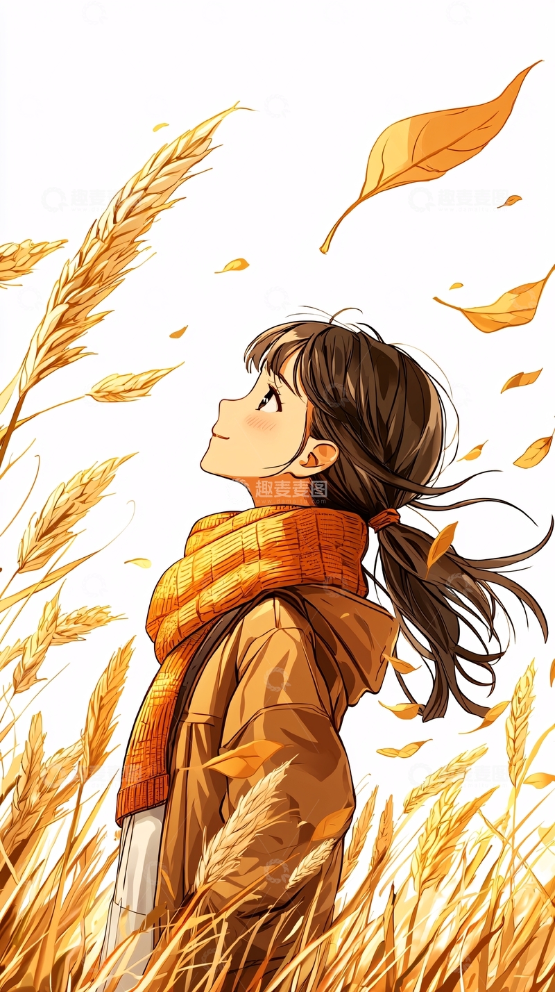 高清大图下载【趣麦麦图】秋日田野中的女孩