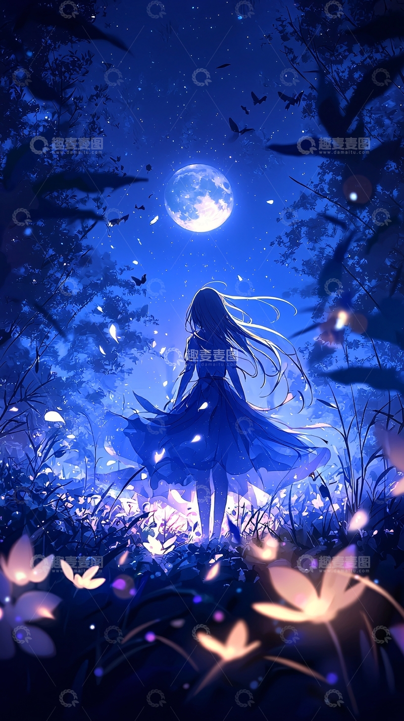 高清大图下载【趣麦麦图】月光下的神秘森林
