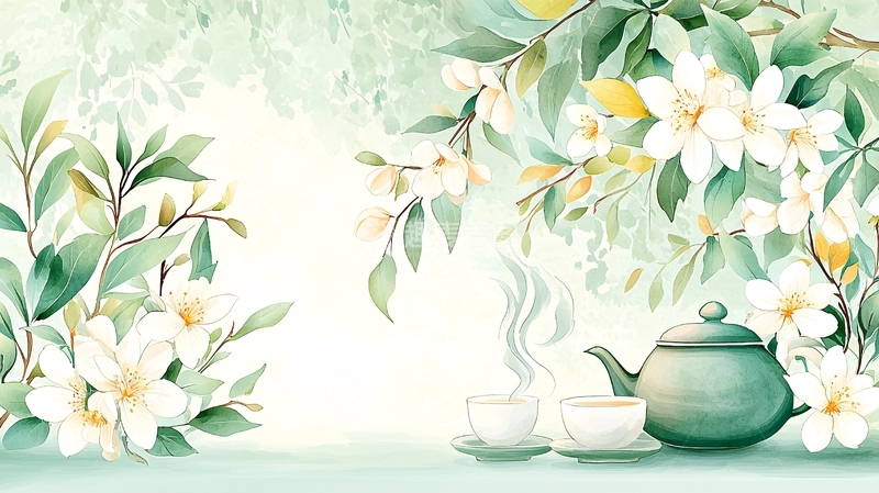高清大图下载【趣麦麦图】茶香花影静谧时光