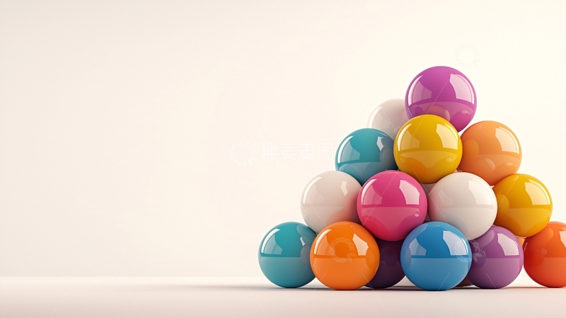 高清大图下载【趣麦麦图】彩色球堆金字塔