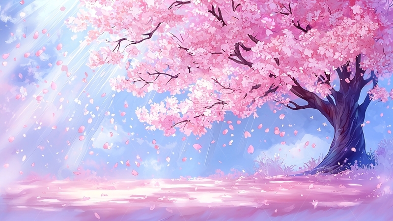 高清大图下载【趣麦麦图】樱花树下的梦幻场景