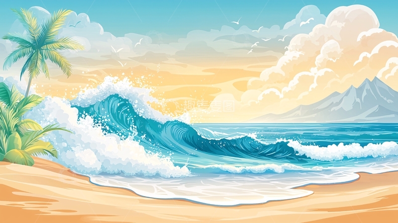 高清大图下载【趣麦麦图】热带海滩海浪沙滩风景