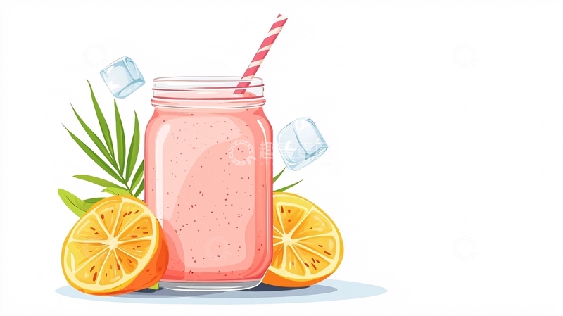 高清大图下载【趣麦麦图】-夏日水果冰沙饮品插画