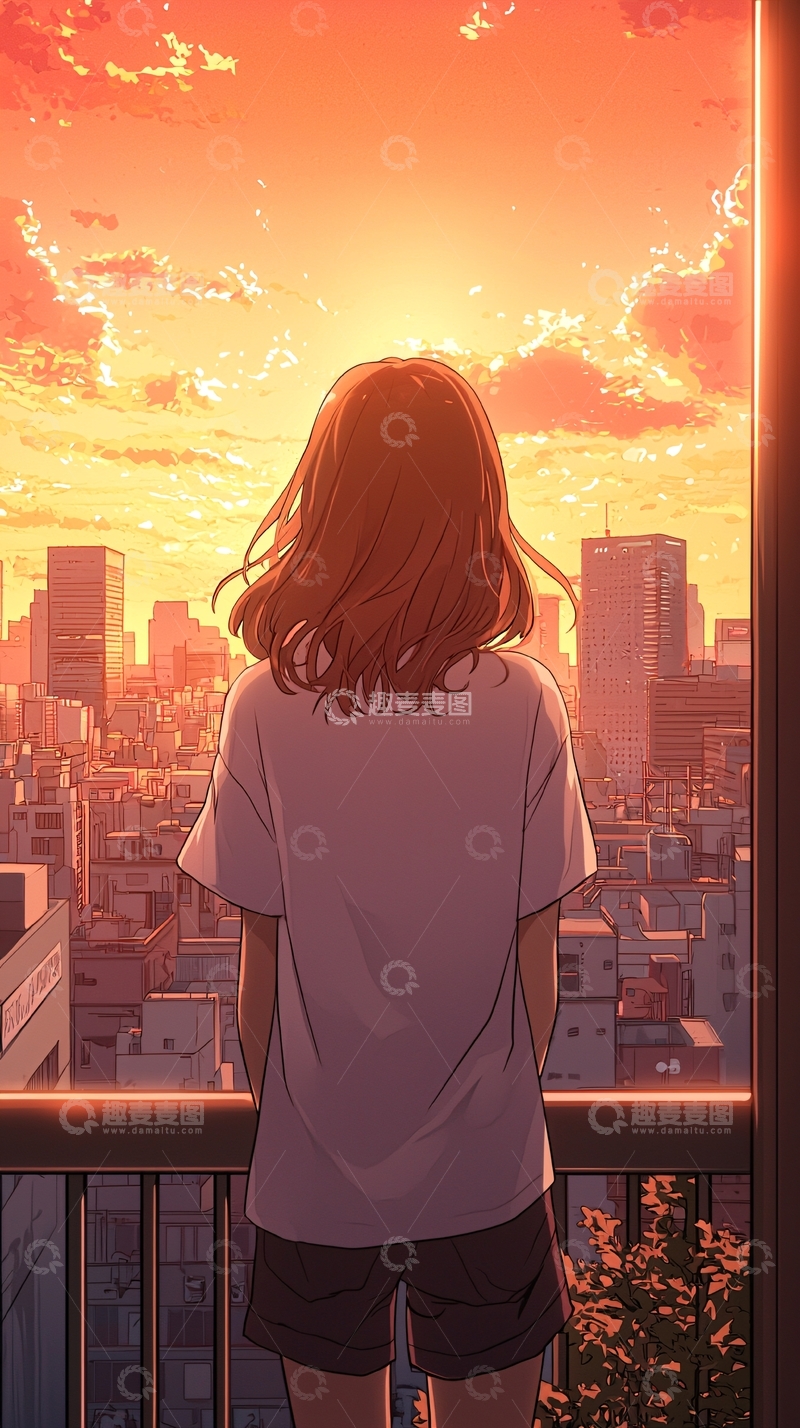 高清大图下载【趣麦麦图】夕阳下的城市风景