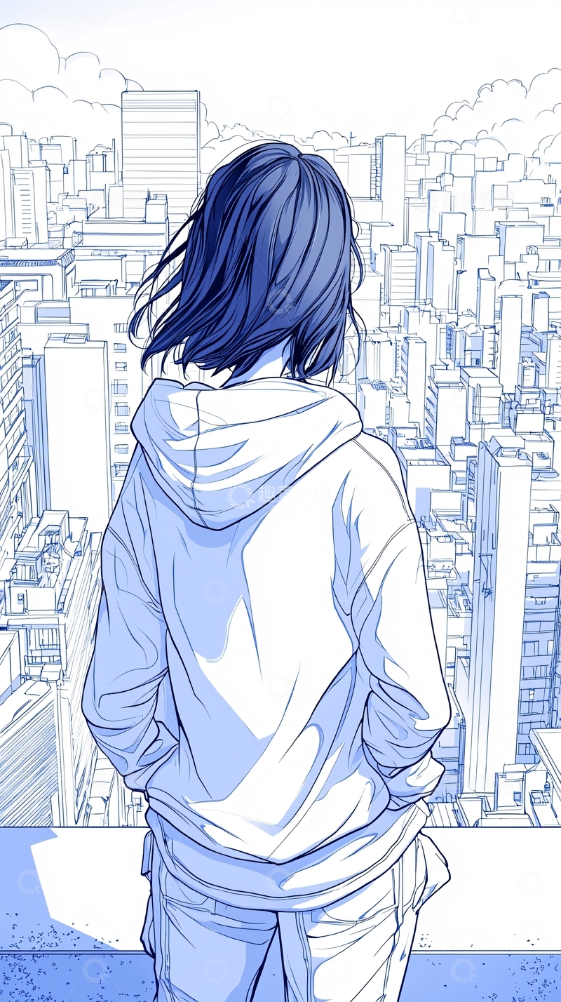 高清大图下载【趣麦麦图】蓝调城市背影