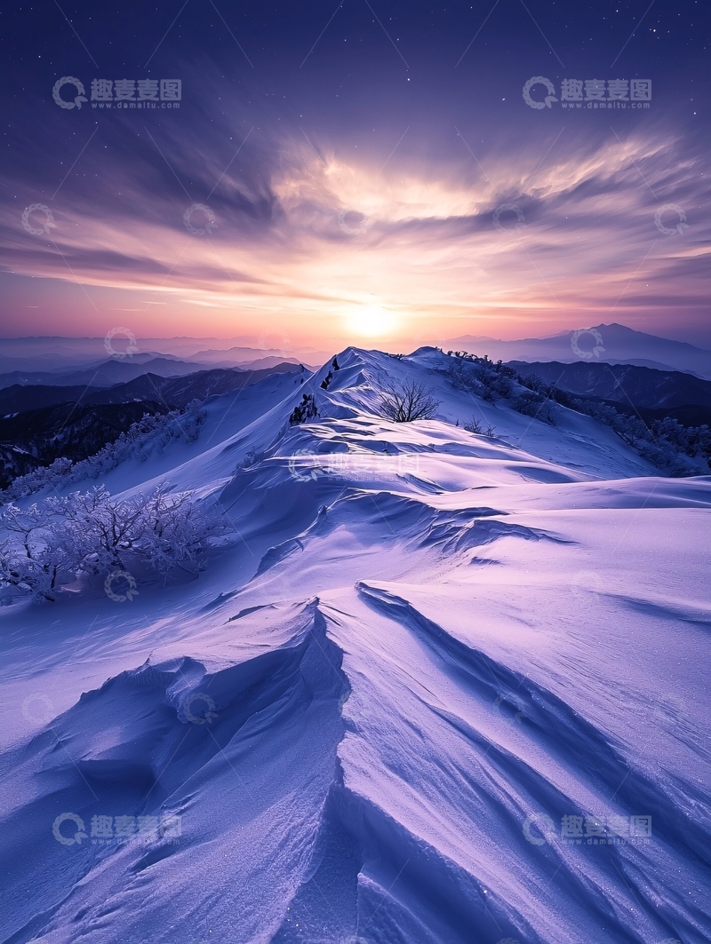 高清大图下载【趣麦麦图】冬日山巅雪景
