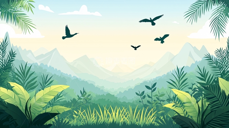 高清大图下载【趣麦麦图】热带雨林风光鸟瞰图