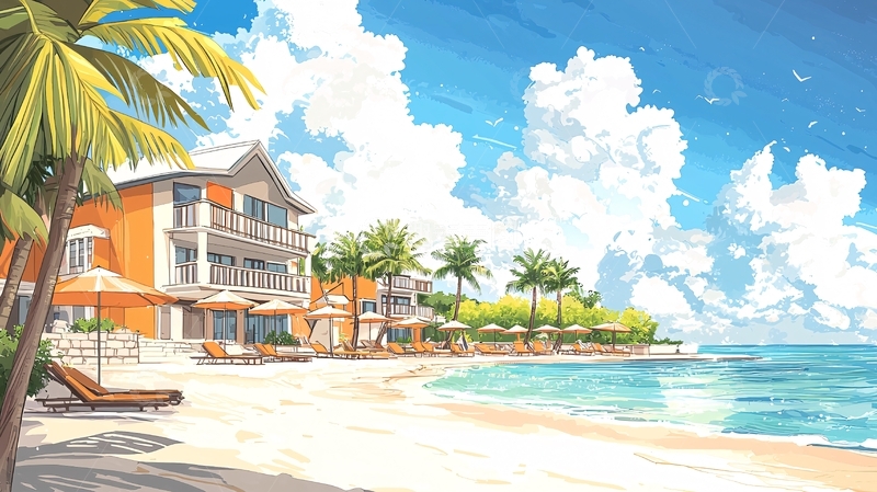 高清大图下载【趣麦麦图】热带海滩度假酒店风光