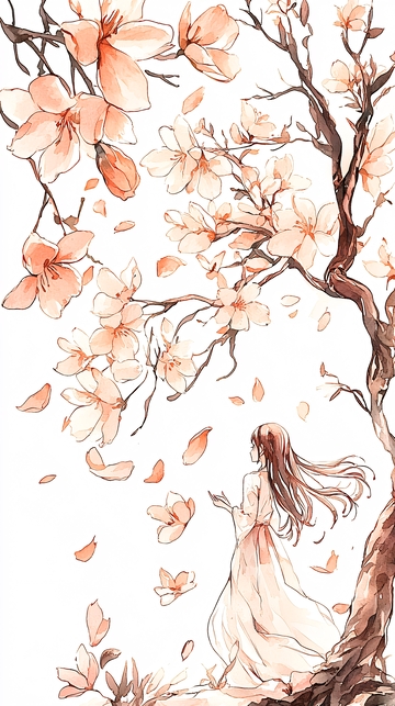 樱花树下的女孩