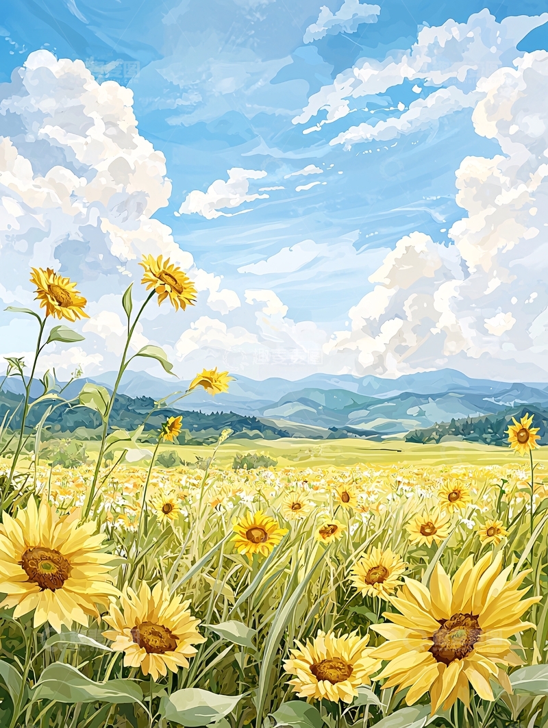 高清大图下载【趣麦麦图】向日葵田野风景