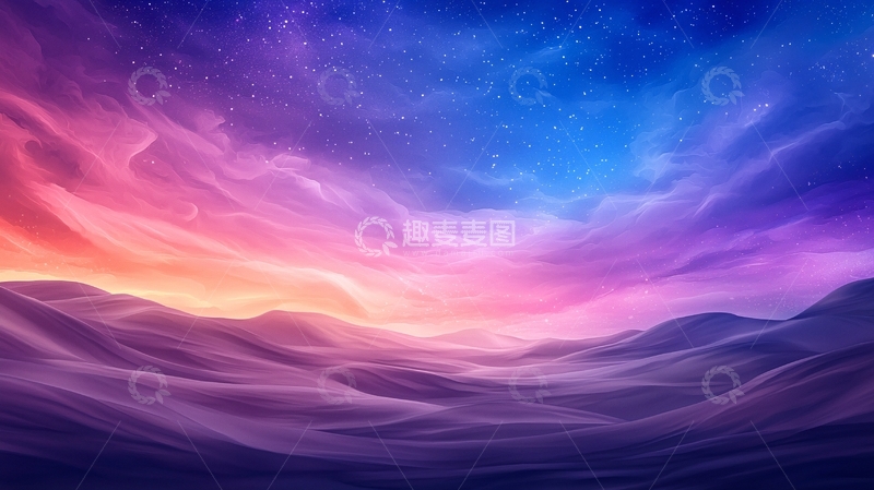高清大图下载【趣麦麦图】梦幻星空下的沙漠风景