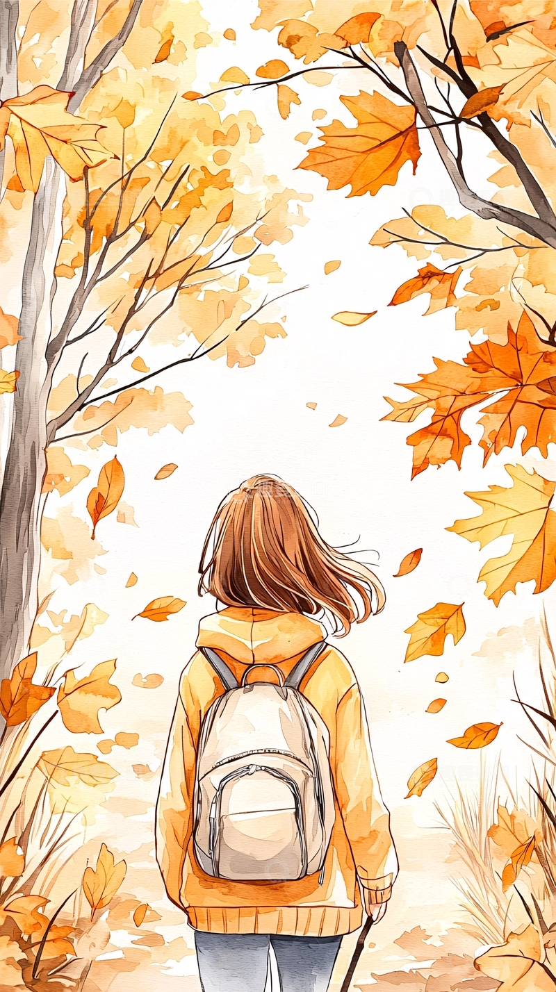 高清大图下载【趣麦麦图】秋日漫步的女孩