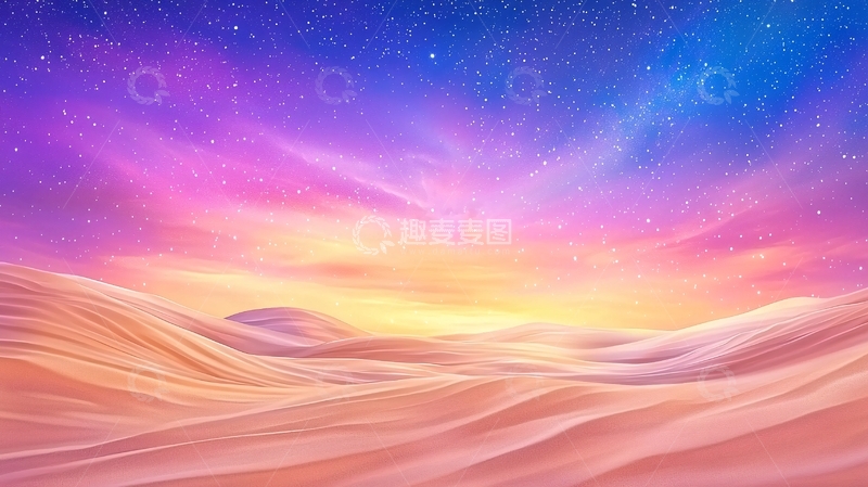 高清大图下载【趣麦麦图】梦幻星空下的沙漠风景