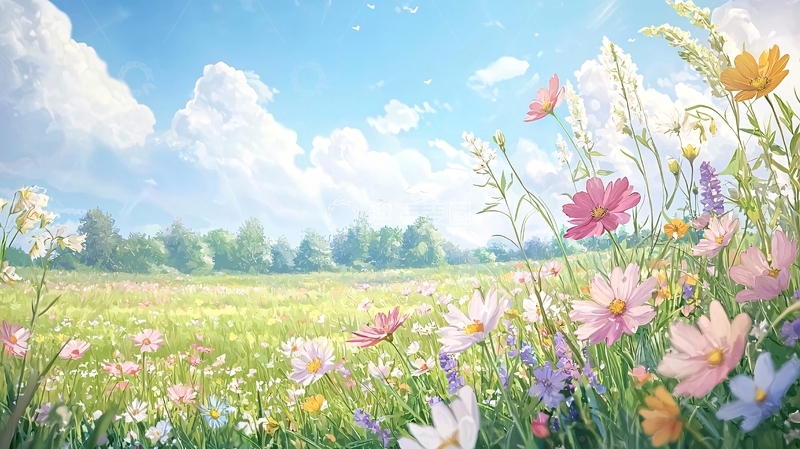 高清大图下载【趣麦麦图】夏日田野花海风景图