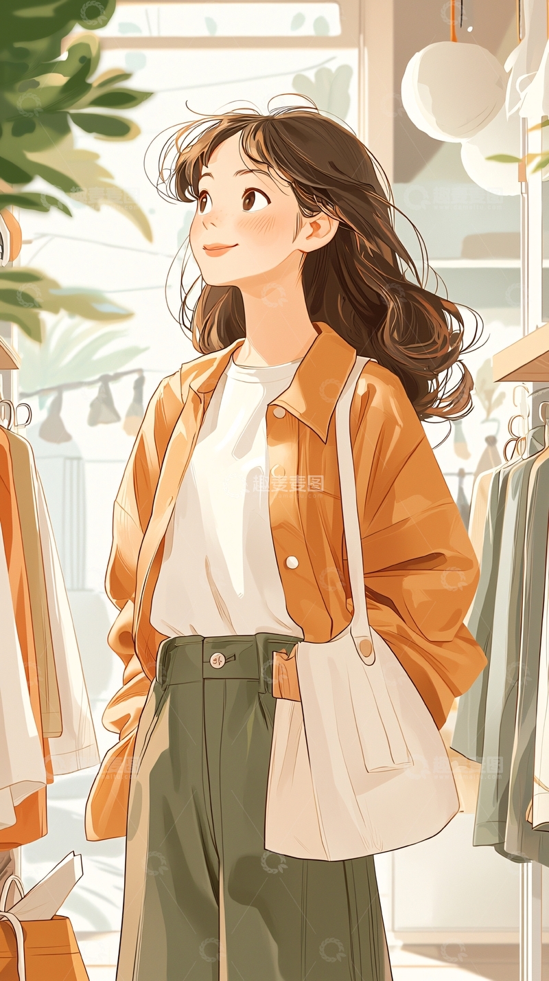 高清大图下载【趣麦麦图】购物店里的时尚女孩