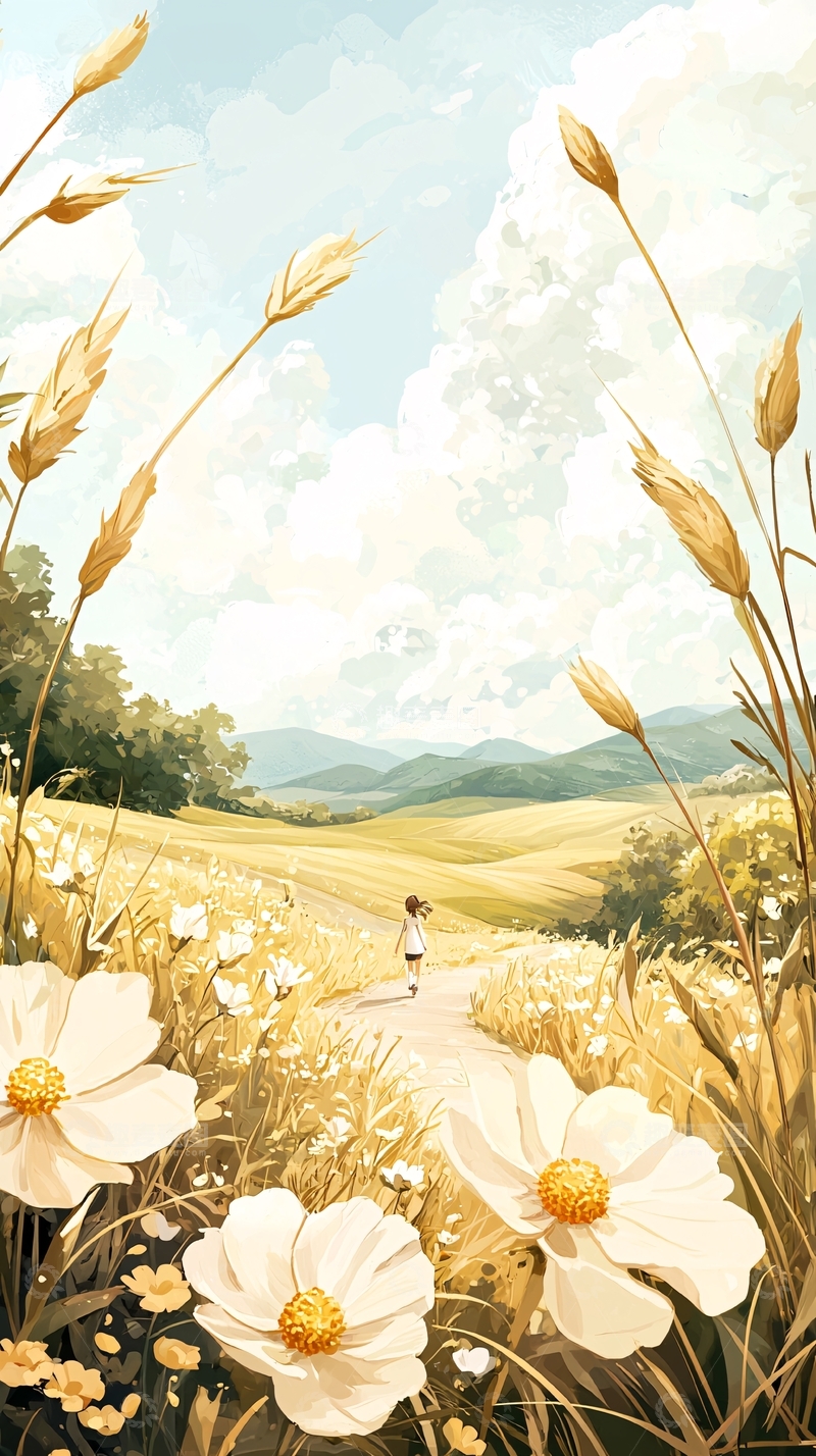 高清大图下载【趣麦麦图】田野上的小路与花海