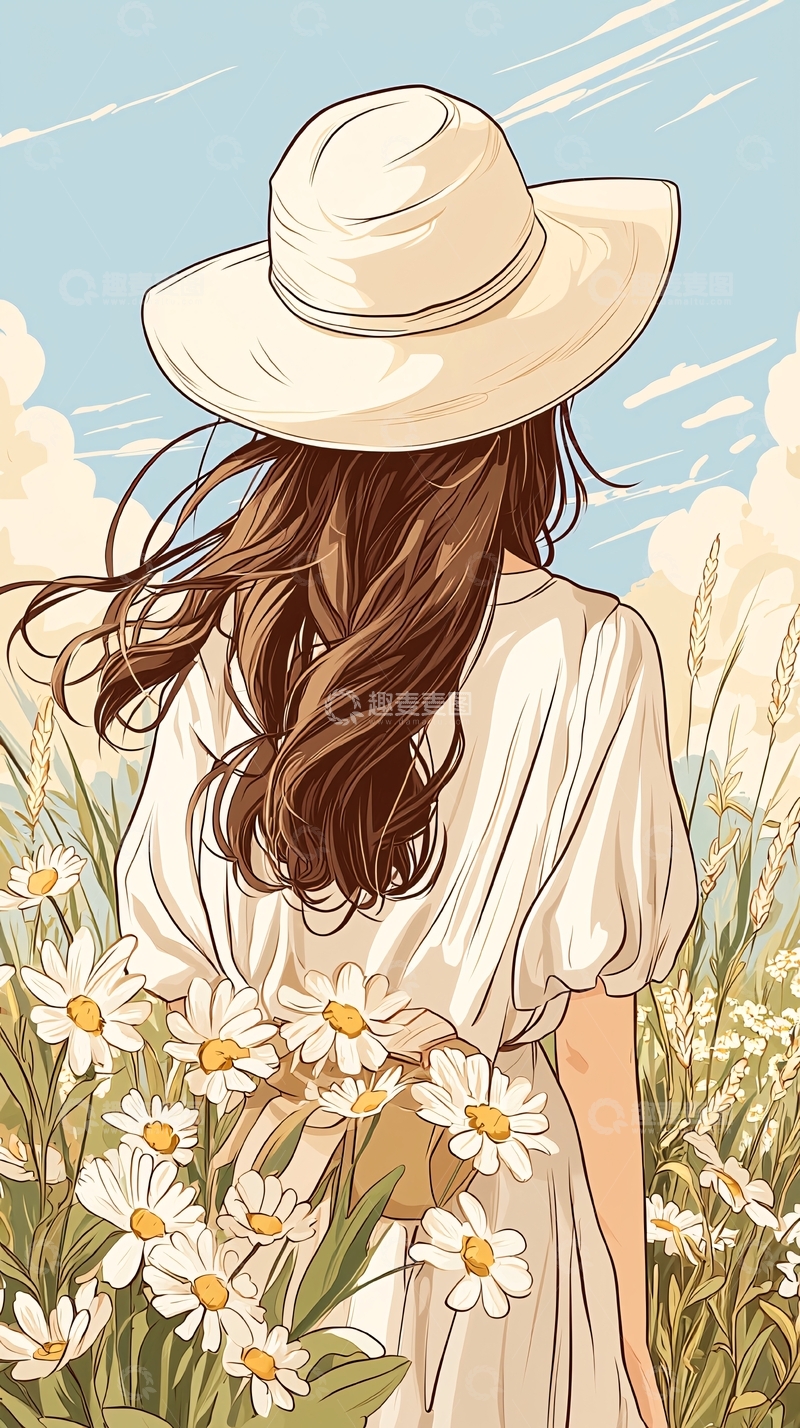高清大图下载【趣麦麦图】田园风光下的女孩