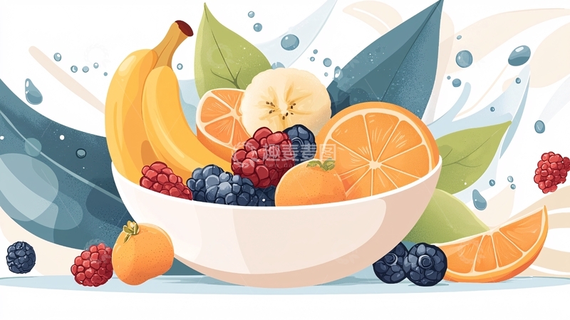 高清大图下载【趣麦麦图】新鲜水果拼盘插画